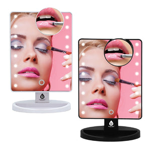 Him’s and Her’s Pursonic LED Lighted Vanity Makeup Mirror Bundle – Black & White Set with 5X Magnifying Mini Mirrors by Pursonic
