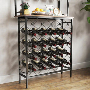 Tall Wine Holder Stand With Wine Glass Holder