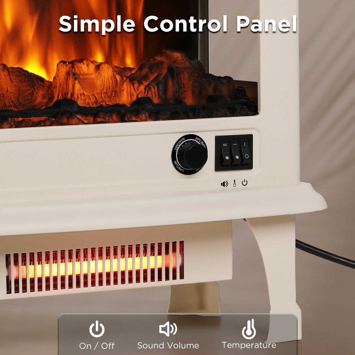 Suburbs TS20-SD Electric Fireplace Stove Heater with Sound