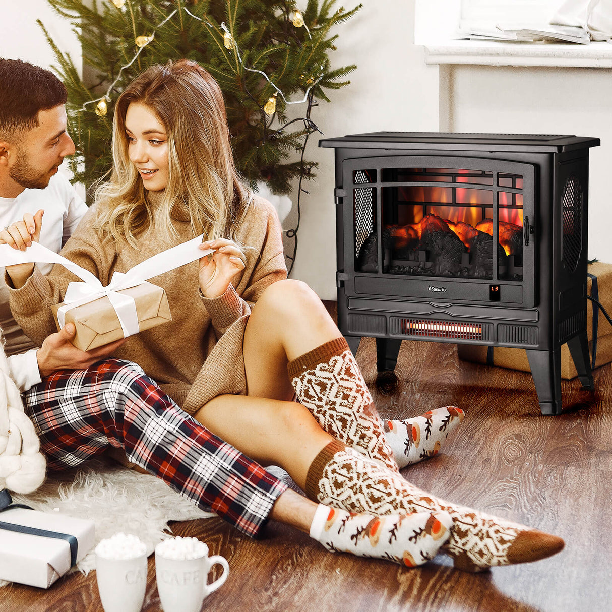 Suburbs TS25 Smart Electric Fireplace Stove Heater, WiFi Enabled