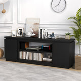 TV Cabinet with 3 Adjustable Shelves and Anti-Tipping Kits for TVs up to 80 Inch-Black