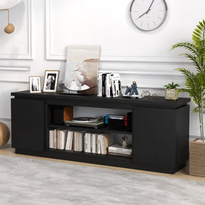 TV Cabinet with 3 Adjustable Shelves and Anti-Tipping Kits for TVs up to 80 Inch-Black