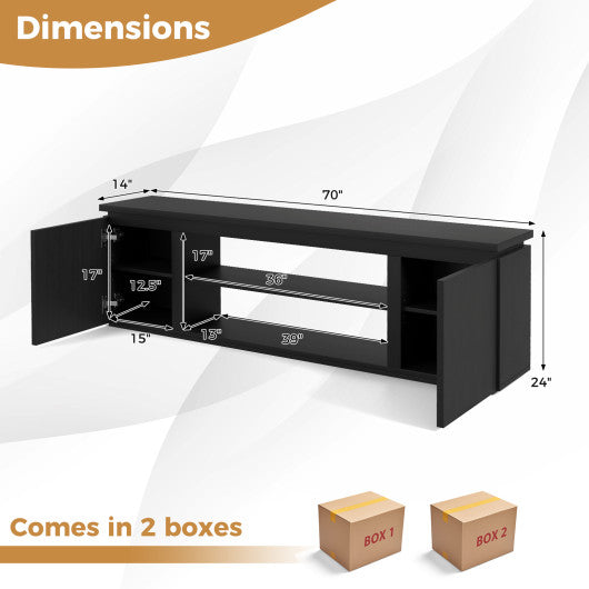 TV Cabinet with 3 Adjustable Shelves and Anti-Tipping Kits for TVs up to 80 Inch-Black