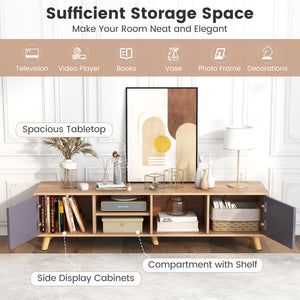 TV Stand Cabinet for TVs up to 65 Inch with Open Shelf for Living Room