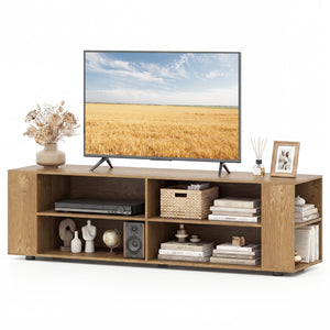 59 Inch Console Storage Entertainment Media Wood TV Stand-Black