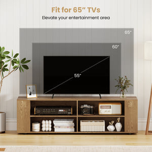TV Stand Modern Wood Storage Console Entertainment Center-Natural
