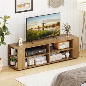 59 Inch Console Storage Entertainment Media Wood TV Stand-Black