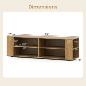 59 Inch Console Storage Entertainment Media Wood TV Stand-Black