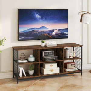 TV Stand for 65 Inch TVs-Rustic Brown and Black