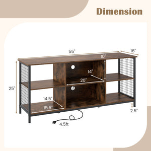 TV Stand for 65 Inch TVs-Rustic Brown and Black