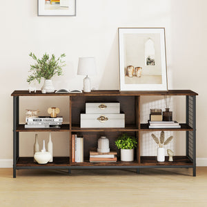 TV Stand for 65 Inch TVs-Rustic Brown and Black