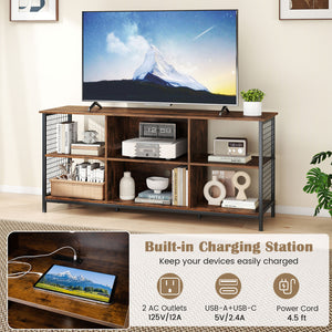 TV Stand for 65 Inch TVs-Rustic Brown and Black