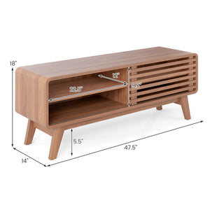 TV Stand for TVs up to 55" with Sliding Door and Adjustable Shelves for Living Room-Brown