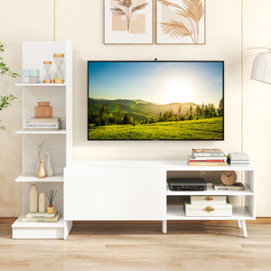 TV Stand for TVs up to 50 Inches Entertainment Center Modern Mid Century TV Cabinet-White