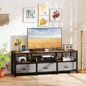 TV Stand for TVs up to 65 Inches with Power Outlets USB Charging-Rustic Brown