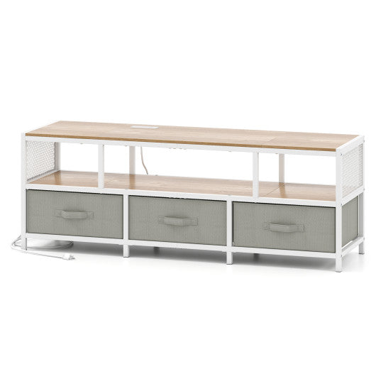 TV Stand for TVs up to 65 Inches with Power Outlets USB Charging-Natural