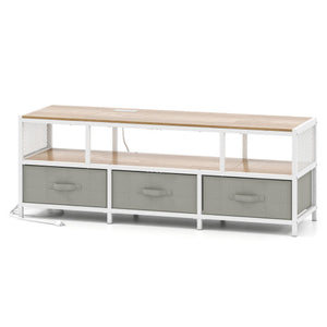 TV Stand for TVs up to 65 Inches with Power Outlets USB Charging-Natural