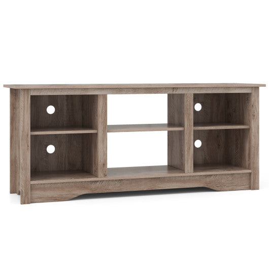 TV Stand for up to 65" Flat Screen TVs with Adjustable Shelves for 18" Electric Fireplace (Not Included)-Gray