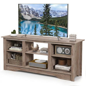 TV Stand for up to 65" Flat Screen TVs with Adjustable Shelves for 18" Electric Fireplace (Not Included)-Gray