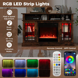 TV Stand with Electric Fireplace LED Lights and Remote Controls for TVs Up to 40 Inch-Rustic Brown