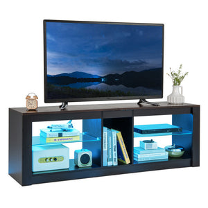 Modern TV Stand with LED Light and Adjustable Shelves for TVs up to 65 inch-Brown