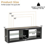 Modern TV Stand with LED Light and Adjustable Shelves for TVs up to 65 inch-Brown