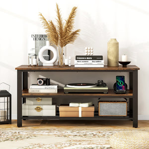 Industrial TV Stand up to 50 Inches with Power Outlets and USB Ports-Rustic Brown