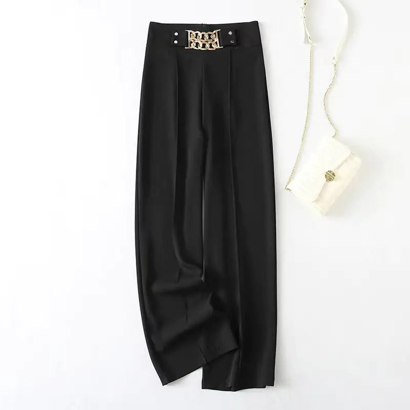 Elegant High-Waist Stretchy Wide-Leg Pants for Women