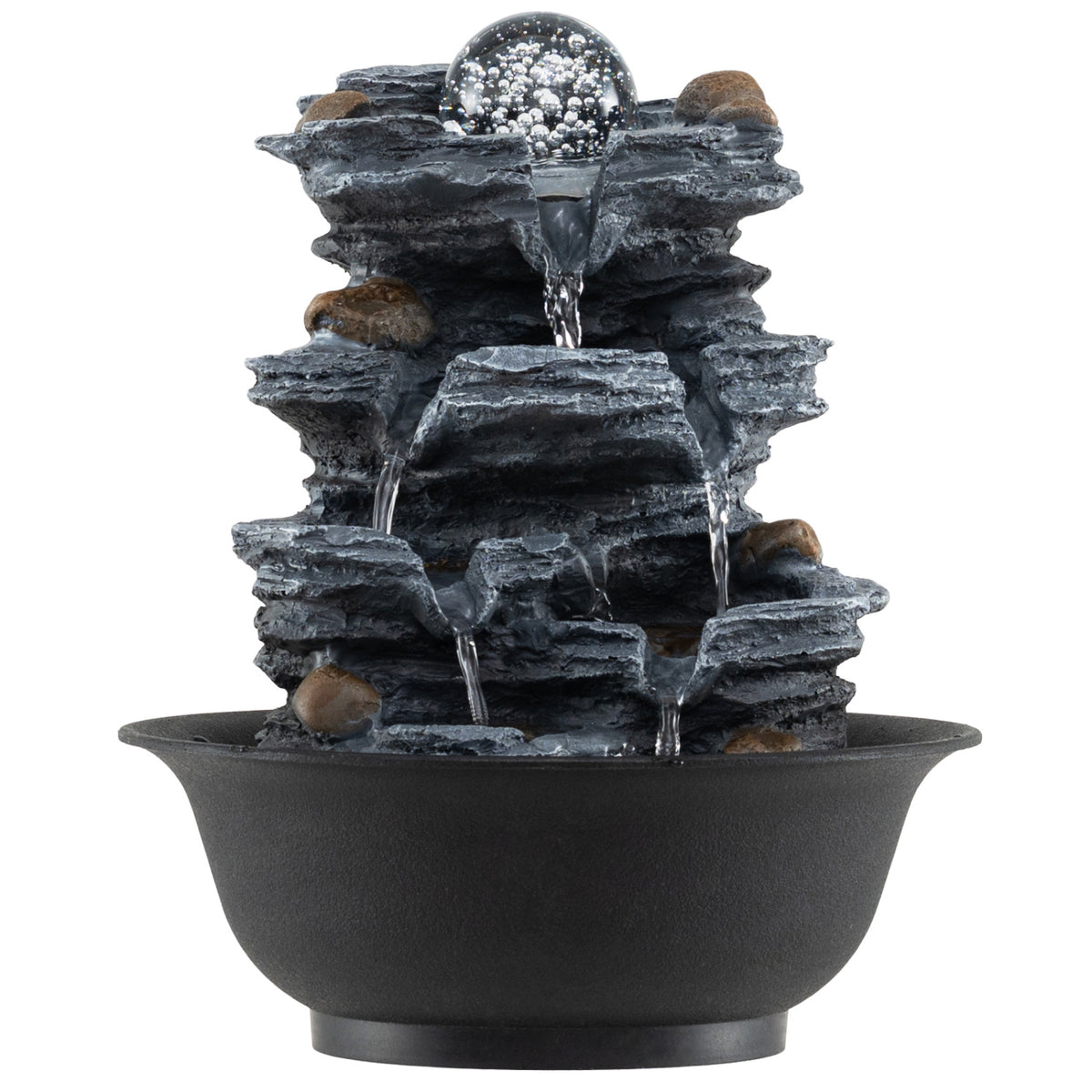 Tabletop Water Fountain with Rolling Crystal Ball and Color-Changing LED Light-A