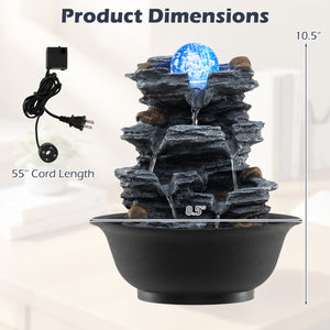 Tabletop Water Fountain with Rolling Crystal Ball and Color-Changing LED Light-A