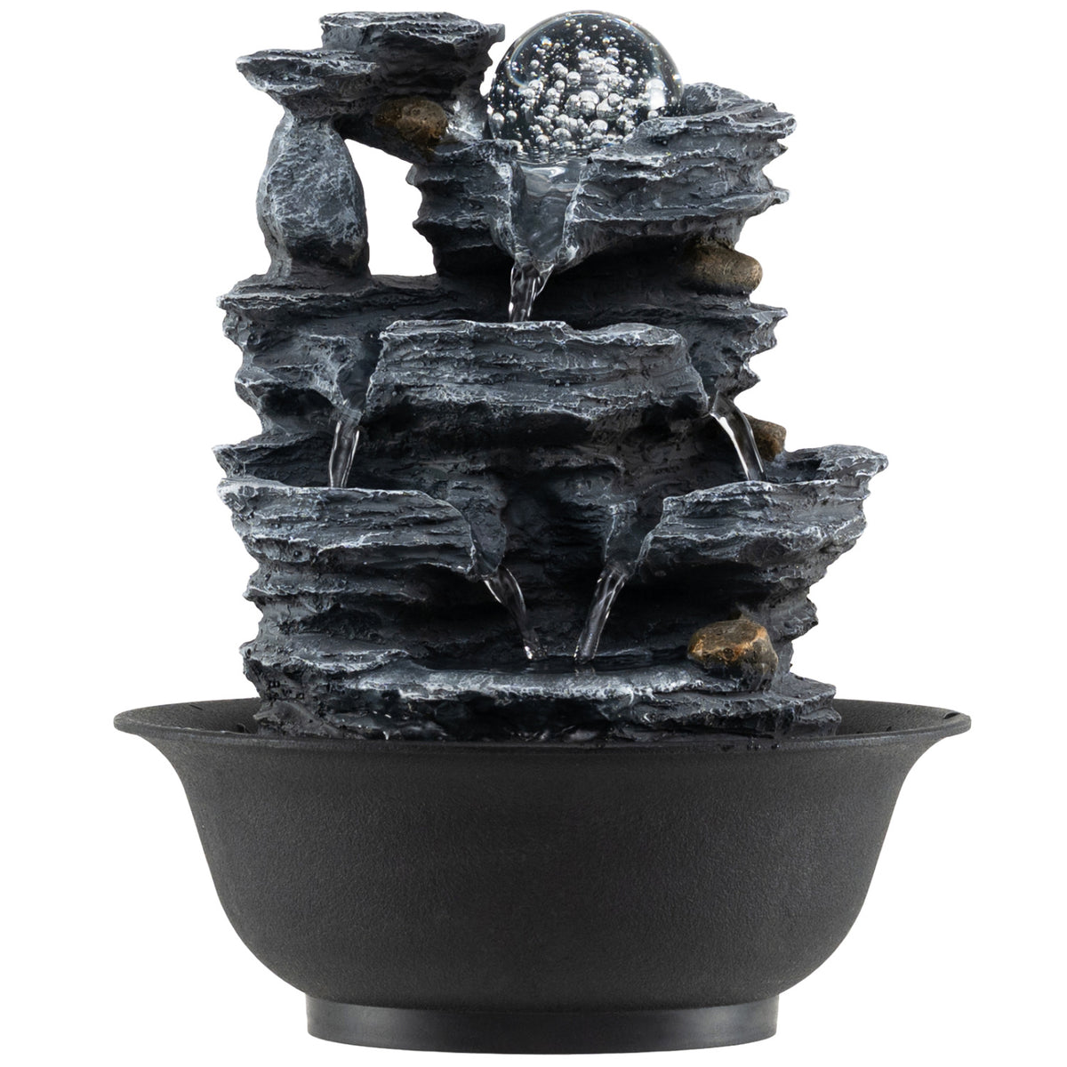 Tabletop Water Fountain with Rolling Crystal Ball and Color-Changing LED Light-B