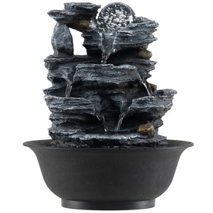 Tabletop Water Fountain with Rolling Crystal Ball and Color-Changing LED Light-B