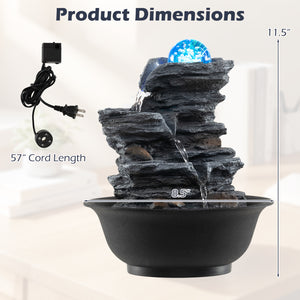 Tabletop Water Fountain with Rolling Crystal Ball and Color-Changing LED Light-C