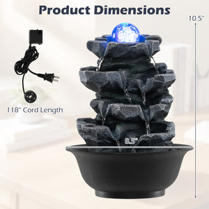 Tabletop Water Fountain with Rolling Crystal Ball and Color-Changing LED Light-D