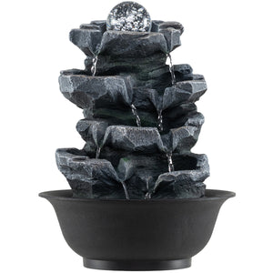 Tabletop Water Fountain with Rolling Crystal Ball and Color-Changing LED Light-D