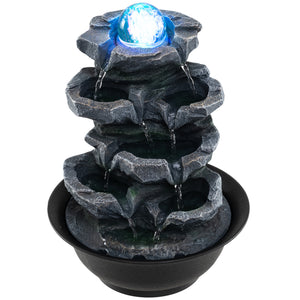 Tabletop Water Fountain with Rolling Crystal Ball and Color-Changing LED Light-D