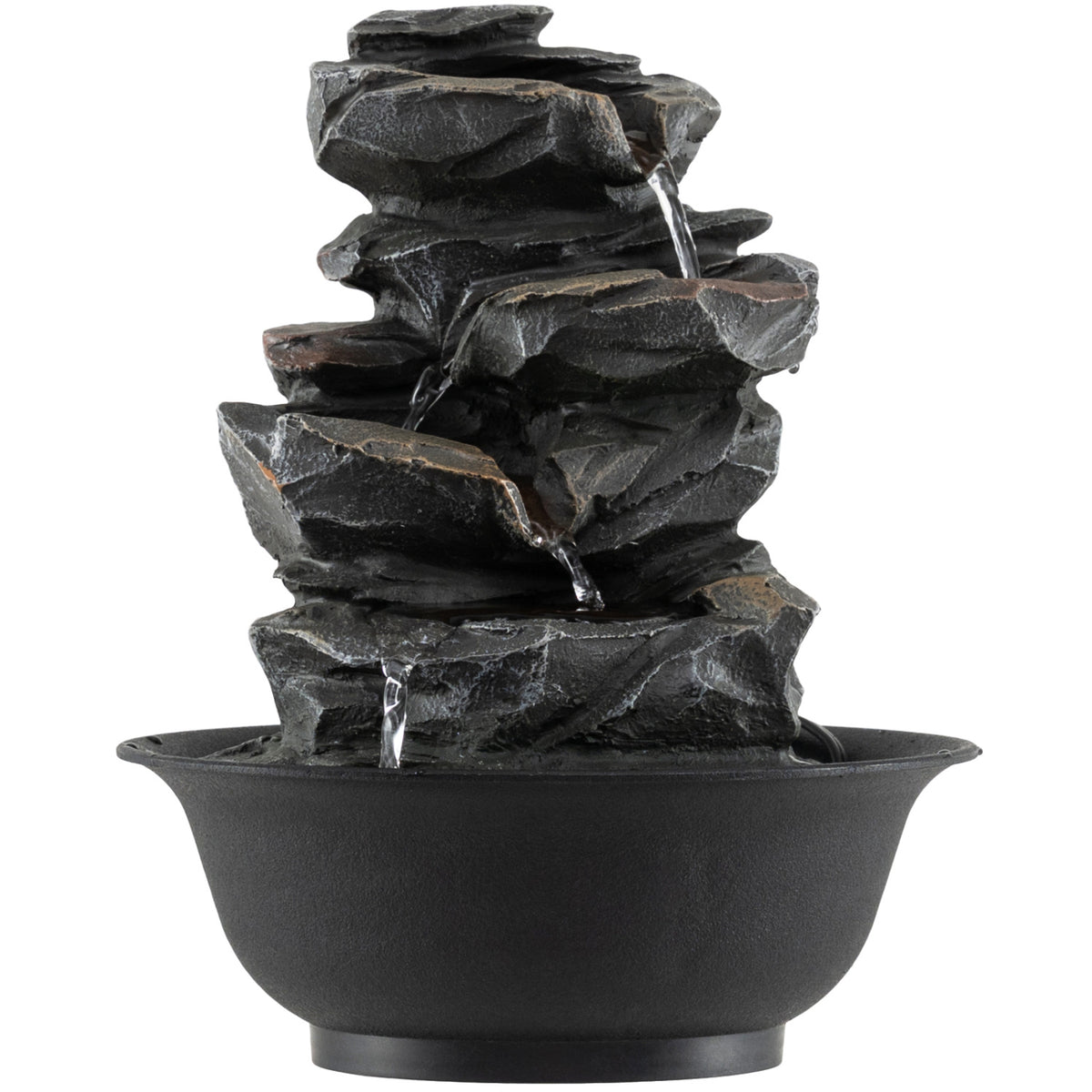 Tabletop Water Fountain with LED Light Indoor Desktop Cascading Water Feature