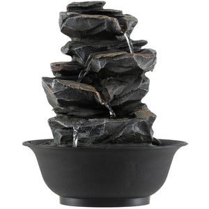 Tabletop Water Fountain with LED Light Indoor Desktop Cascading Water Feature