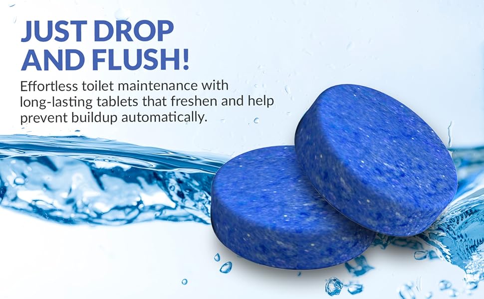 Automatic Toilet Bowl Cleaner Tablets Blue Gel Toilet Tank Cleaners, Septic-Safe Hard Water Ring Stain Remover, Smell Eliminator Heavy Duty Toilet Cleaning & Deodorizer, Fresh Scent - 48 Tabs by Pursonic