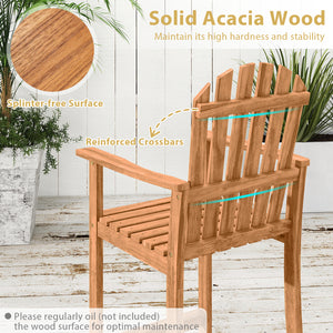 Tall Adirondack Chair with Armrests and Footrest for Deck-Natural