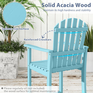 Tall Adirondack Chair with Armrests and Footrest for Deck-Turquoise