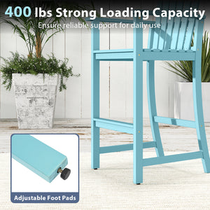 Tall Adirondack Chair with Armrests and Footrest for Deck-Turquoise