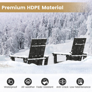 Tall Adirondack Chair Outdoor Bar Stool with Ergonomic Backrest for Backyard-Black