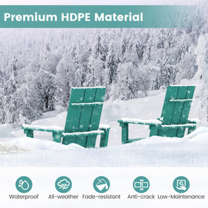 Tall Adirondack Chair Outdoor Bar Stool with Ergonomic Backrest for Backyard-Turquoise