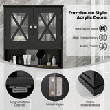 Tall Bathroom Cabinet Large Floor Storage Cabinet with Acrylic Doors and 3 Cubes-Black