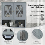 Tall Bathroom Cabinet Large Floor Storage Cabinet with Acrylic Doors and 3 Cubes-Gray