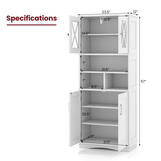 Tall Bathroom Cabinet Large Floor Storage Cabinet with Acrylic Doors and 3 Cubes-White
