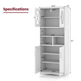 Tall Bathroom Cabinet Large Floor Storage Cabinet with Acrylic Doors and 3 Cubes-White