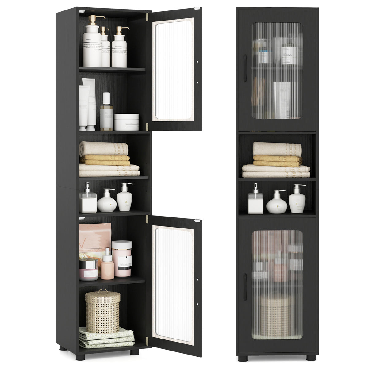 Tall Bathroom Storage Cabinet 67 Inches Freestanding Storage Organizer-Black