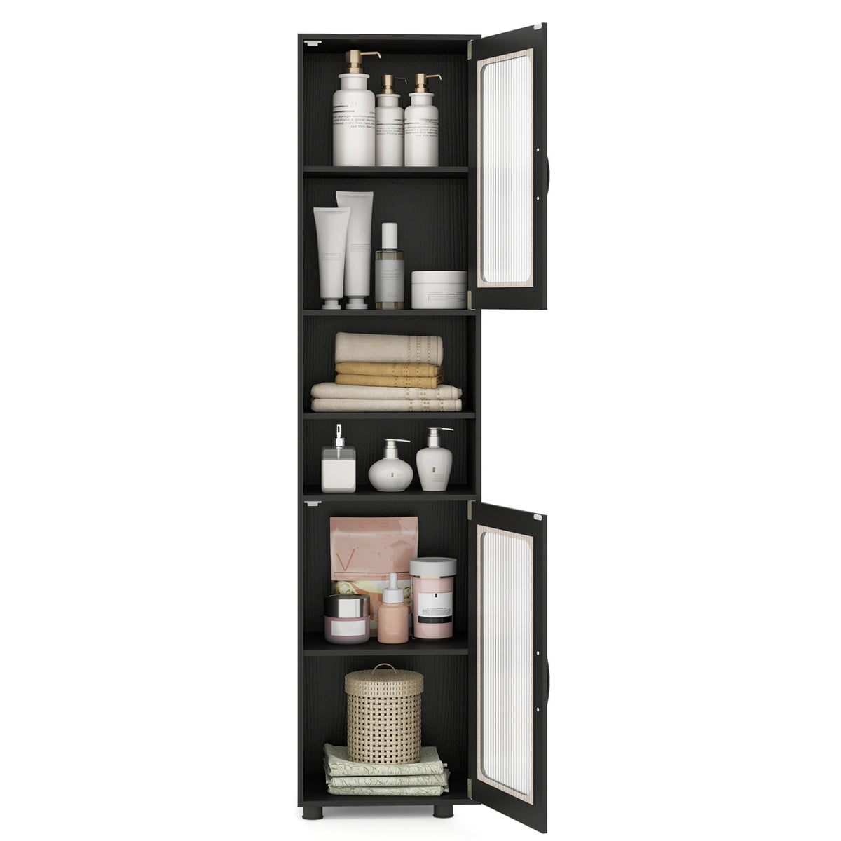 Tall Bathroom Storage Cabinet 67 Inches Freestanding Storage Organizer-Black
